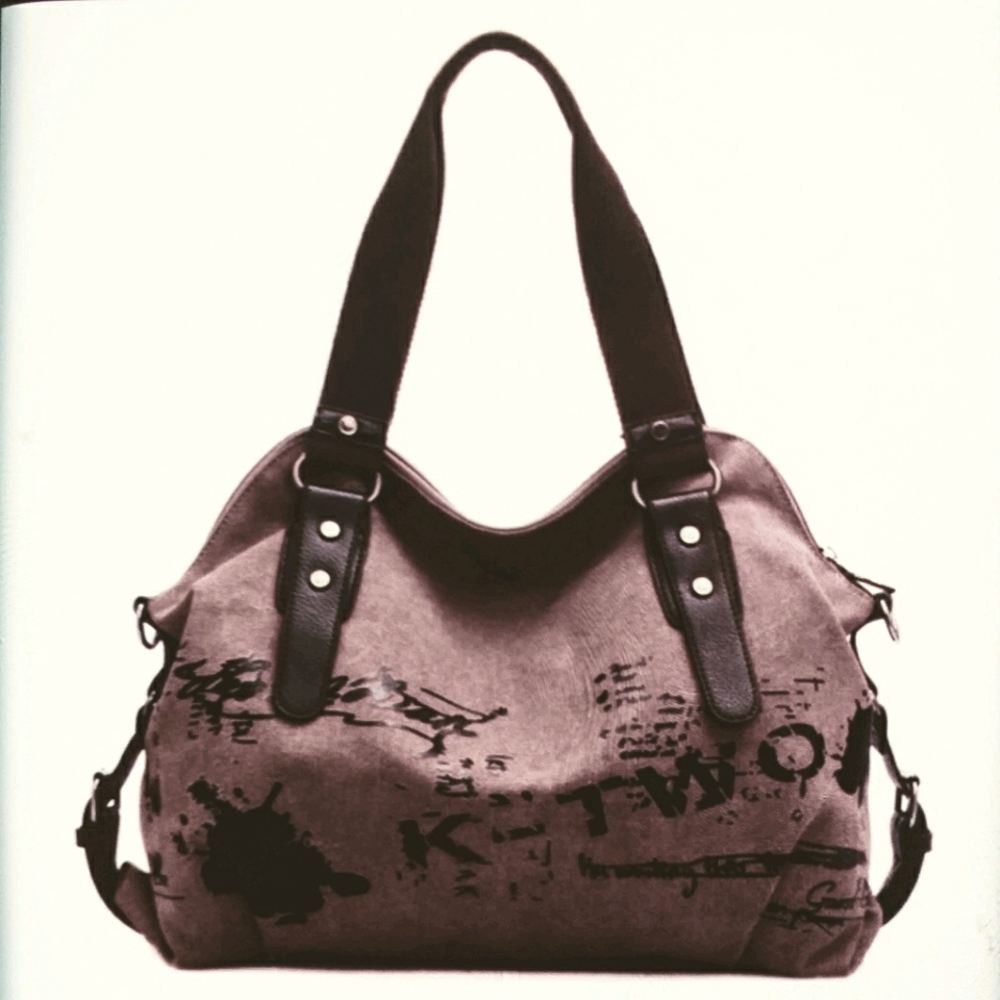 Vintage  Canvas Graffiti Shoulder Bag